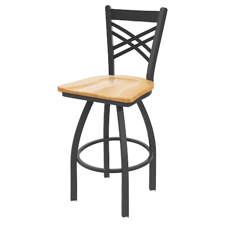 Holland Bar Stool Co 25" Swivel Counter Stool, Pewter Finish, Nat Oak Seat 82025PWNatOak